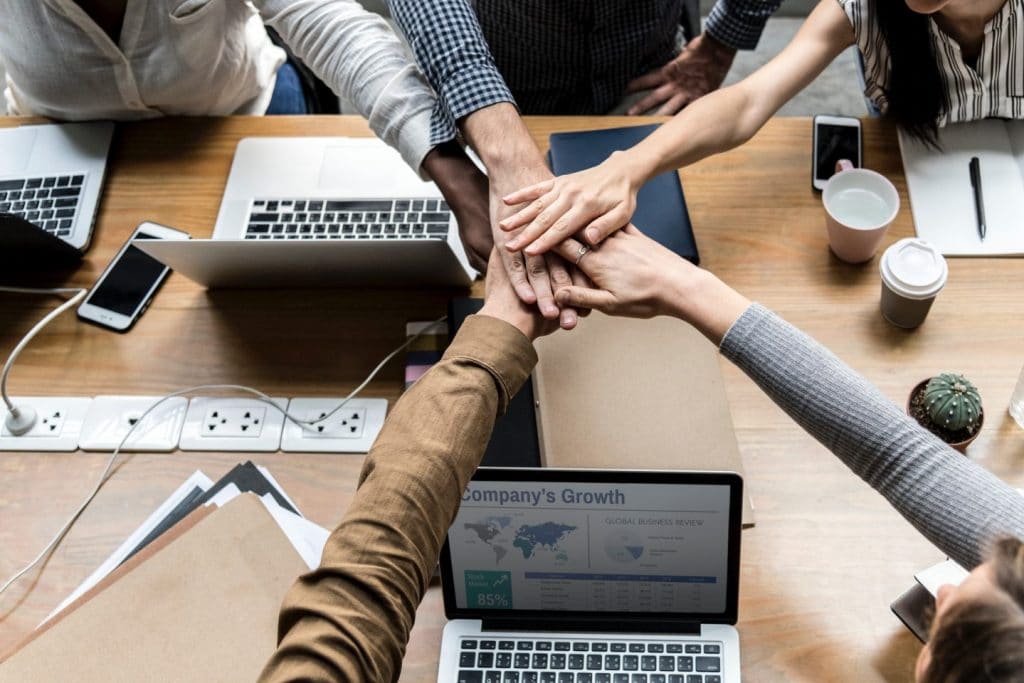 teamwork concept - hands altogether